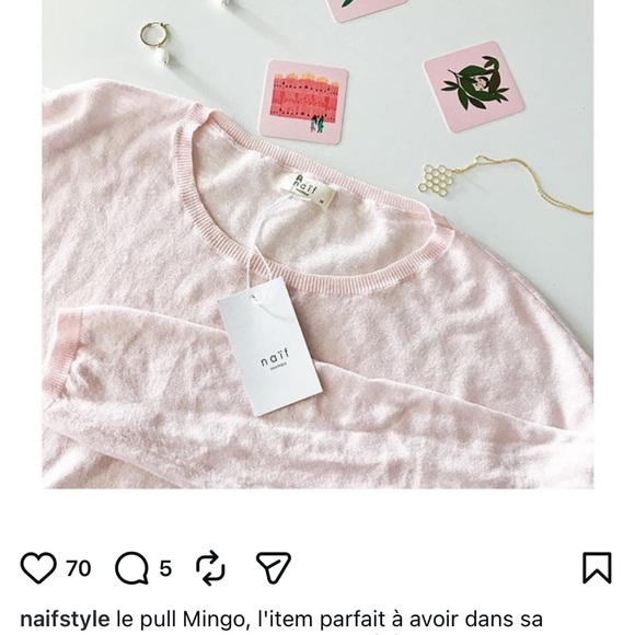 NAIF Light pink #balletcore crop sweater - Picture 4 of 4